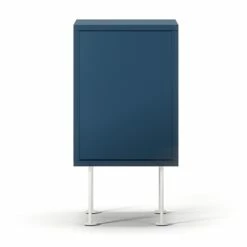 Vogue Nachttisch, Blau / Weiß