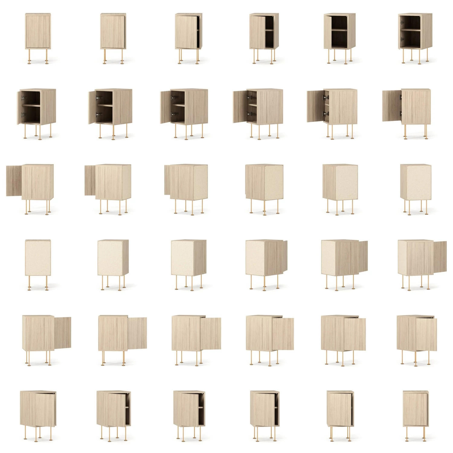 Vogue Nachttisch, White Pigmented Oak / Messing – Bild 5