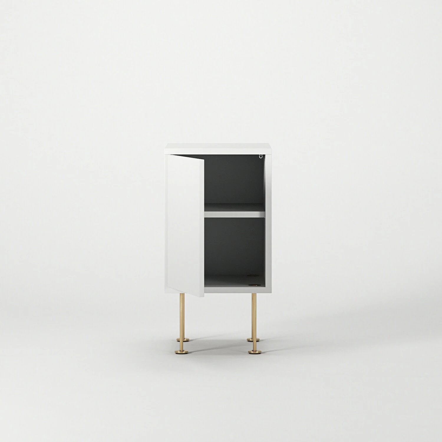 Vogue Nachttisch, Weiß / Messing – Bild 4