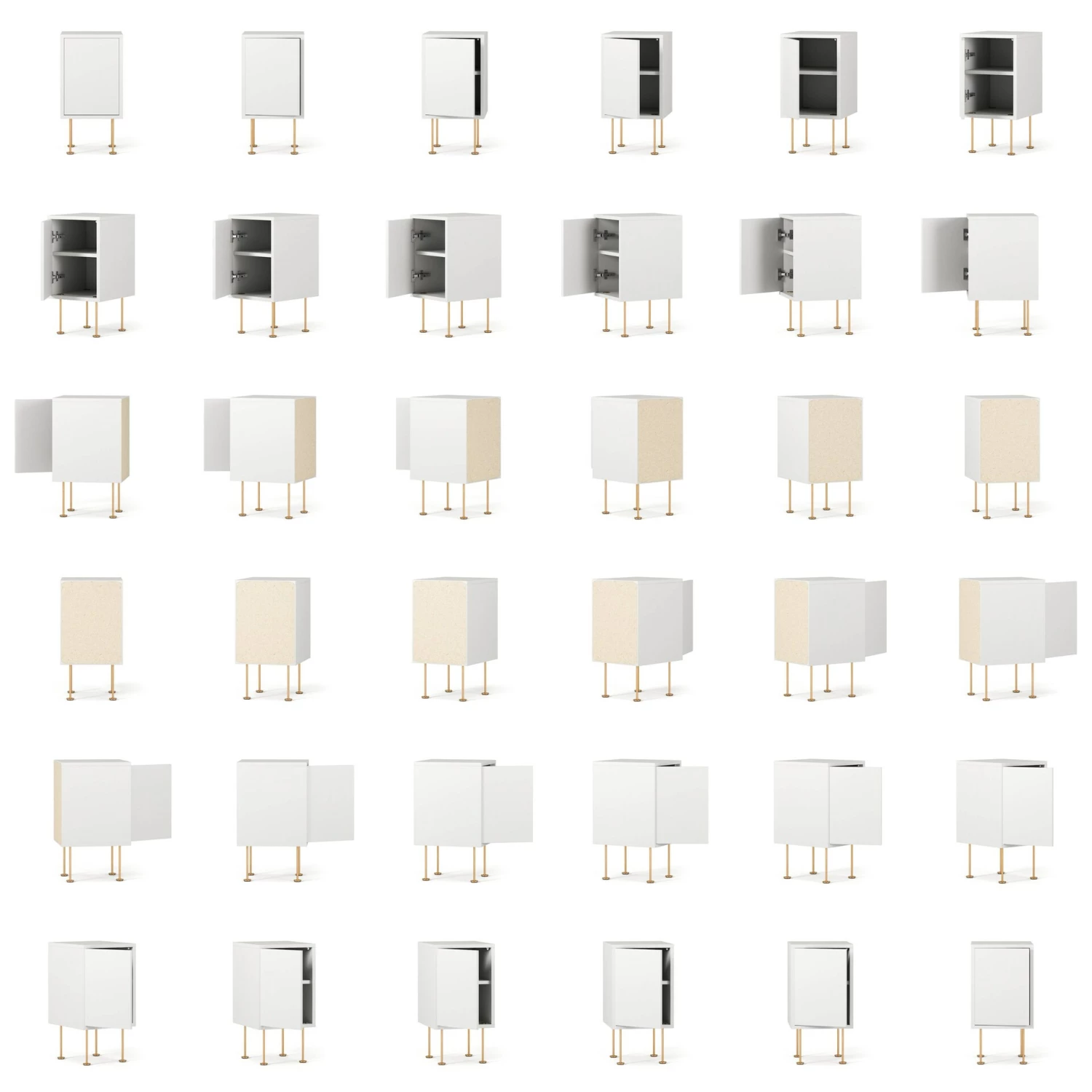 Vogue Nachttisch, Weiß / Messing – Bild 5