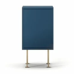 Vogue Nachttisch, Blau / Messing