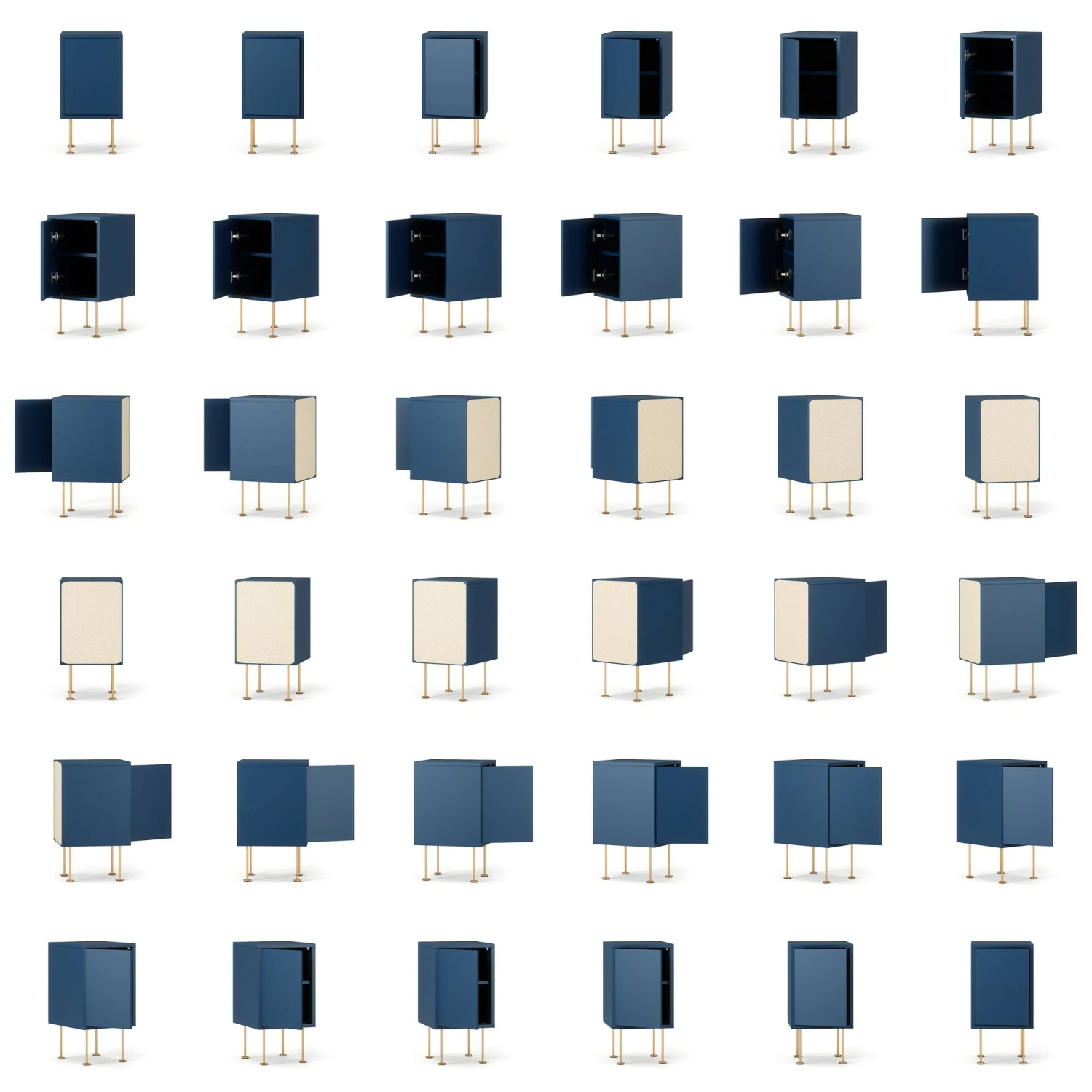 Vogue Nachttisch, Blau / Messing – Bild 6