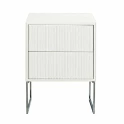 Line Nachttisch,  Weiß / Chrome