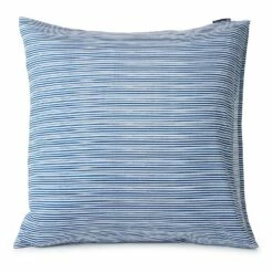 Lexington Striped Organic Cotton Sateen Kissenbezug Blau, 65x65 Cm