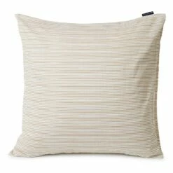 Lexington Striped Organic Cotton Sateen Kissenbezug Beige, 65x65 Cm