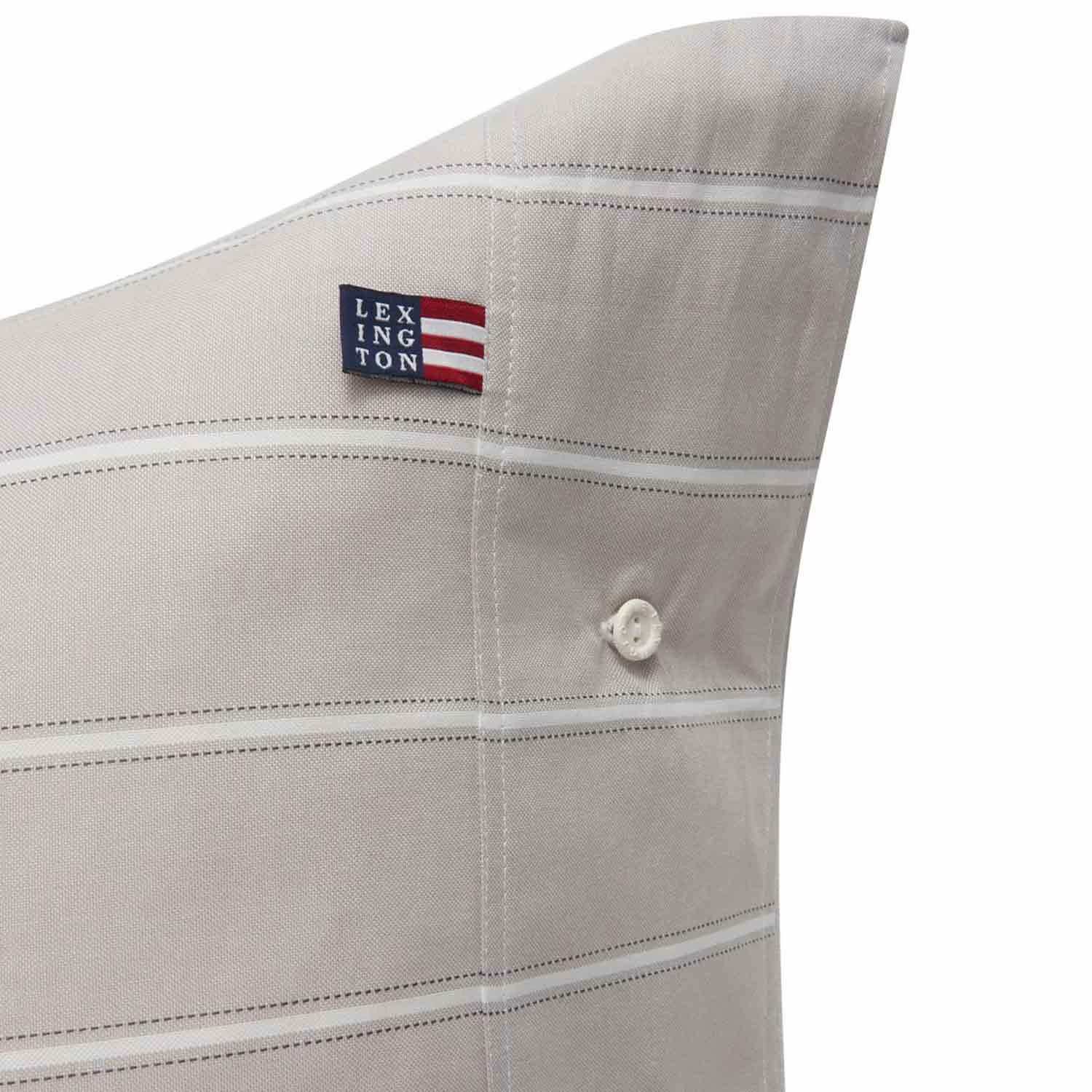 Lexington Striped Lyocell/Cotton Kissenbezug Grau/Weiß, 65x65 Cm – Bild 2