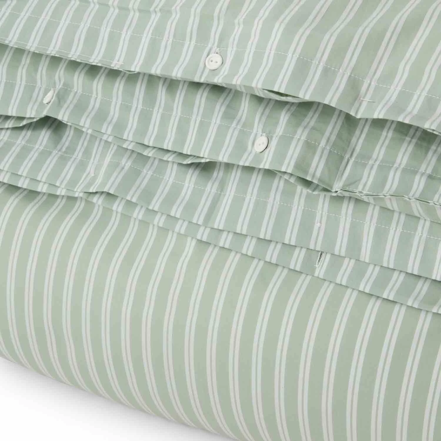 Lexington Striped Cotton Poplin Bettdeckenbezug Grün/Weiß, 220x220 Cm – Bild 2