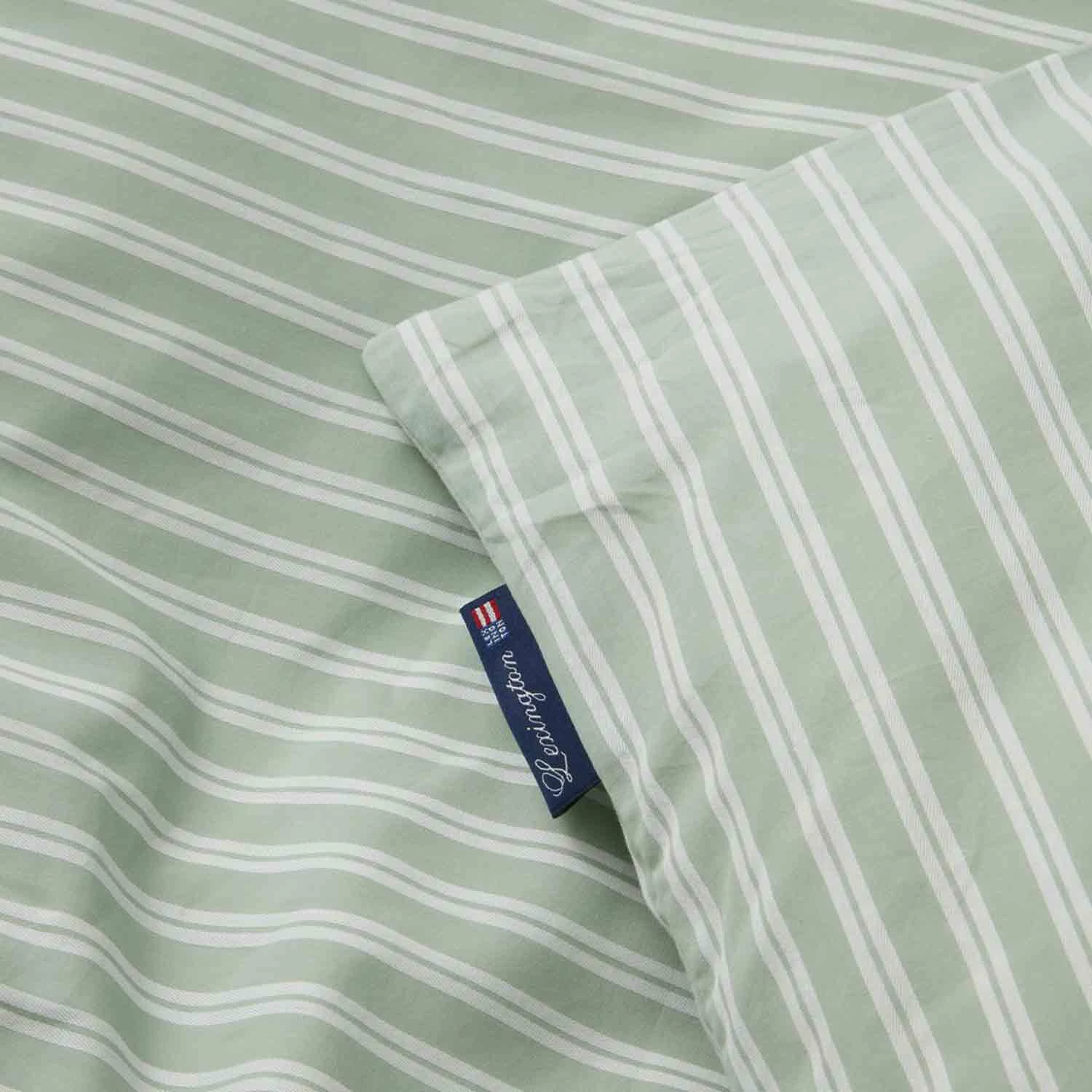 Lexington Striped Cotton Poplin Bettdeckenbezug Grün/Weiß, 220x220 Cm – Bild 3