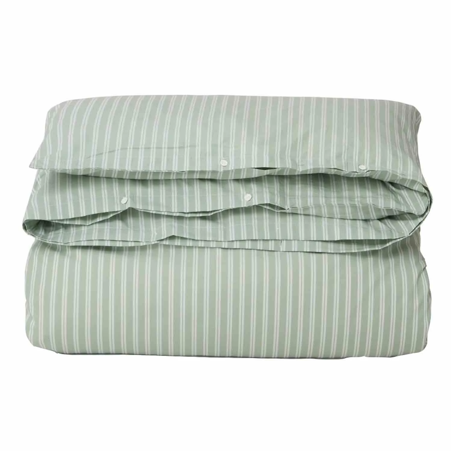 Lexington Striped Cotton Poplin Bettdeckenbezug Grün/Weiß, 220x220 Cm
