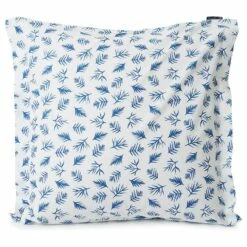 Lexington Blue Printed Leaves Organic Cotton Poplin Kissenbezug, 65x65 Cm