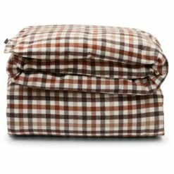 Lexington Checked Cotton Flannel Bettbezug Rust Brown / Weiß, 150x210 Cm