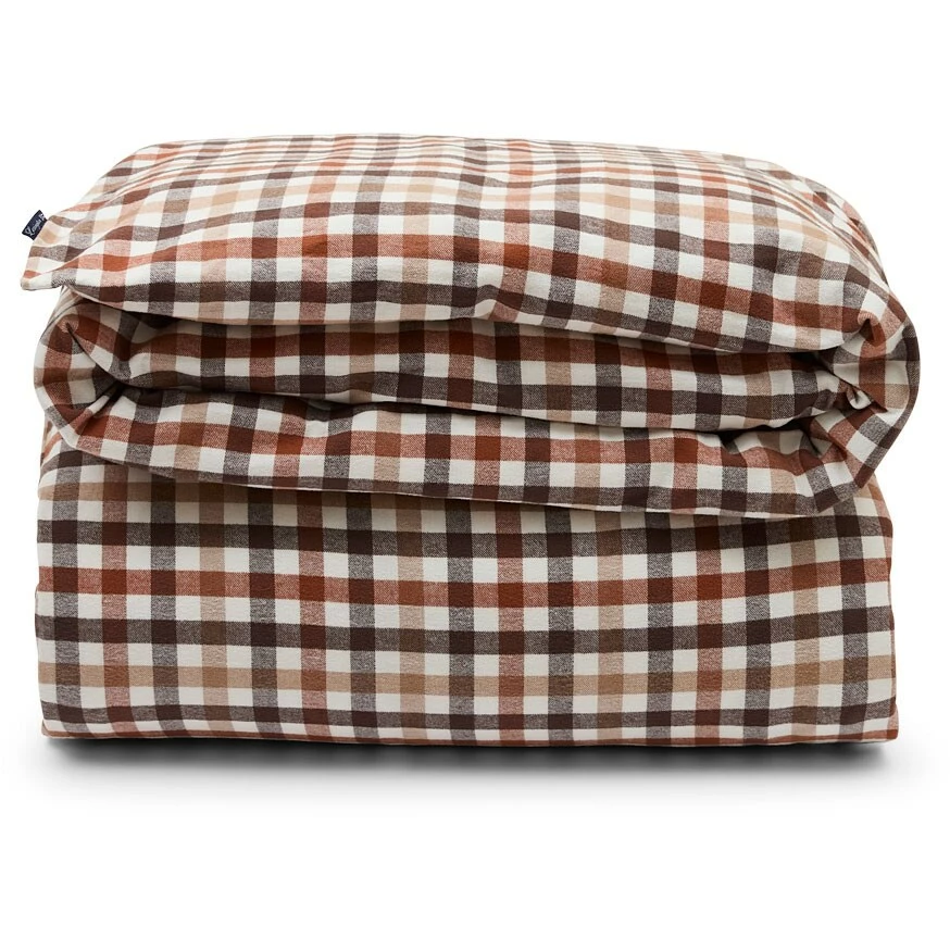 Lexington Checked Cotton Flannel Bettbezug Rust Brown / Weiß, 220x220 Cm