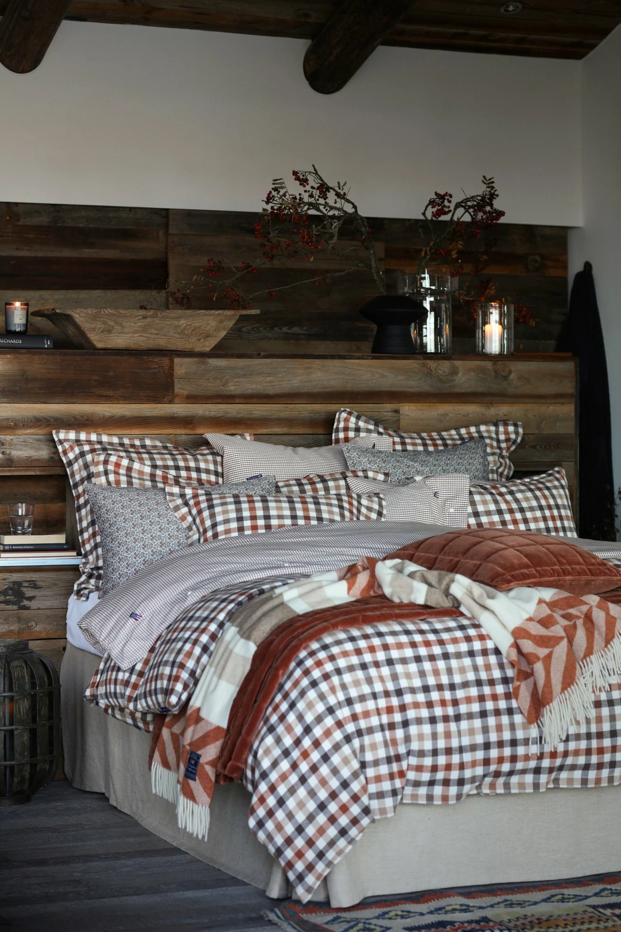 Lexington Checked Cotton Flannel Bettbezug Rust Brown / Weiß, 220x220 Cm – Bild 4