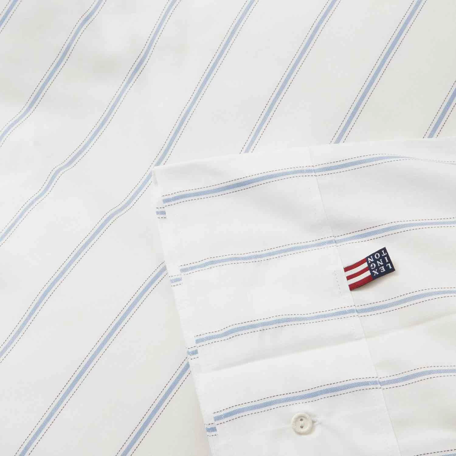 Lexington Striped Lyocell/Cotton Bettdeckenbezug Weiß/Blau, 220x220 Cm – Bild 2