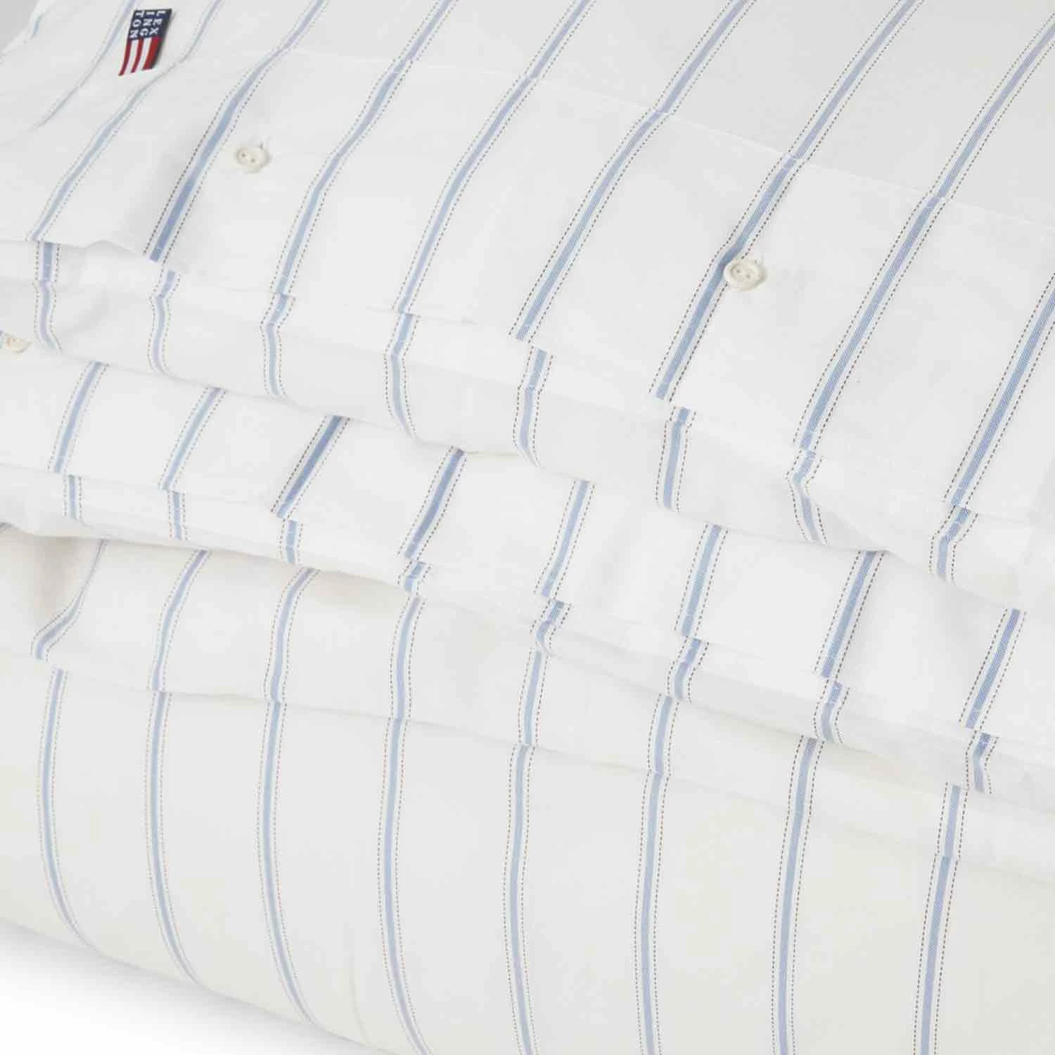 Lexington Striped Lyocell/Cotton Bettdeckenbezug Weiß/Blau, 220x220 Cm – Bild 3