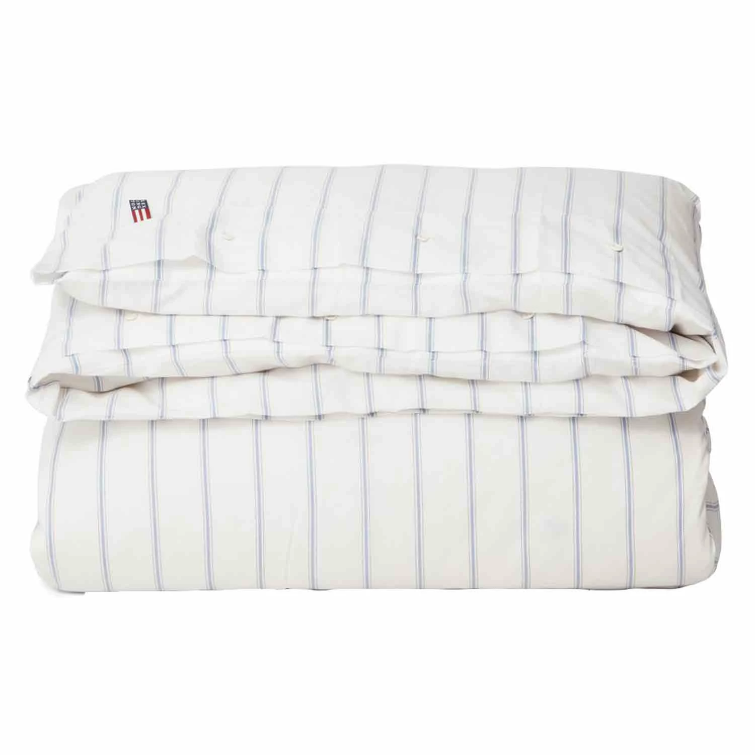Lexington Striped Lyocell/Cotton Bettdeckenbezug Weiß/Blau, 220x220 Cm