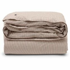 Lexington Checked Cotton Poplin Bettbezug Weiß / Kupfer, 220x220 Cm