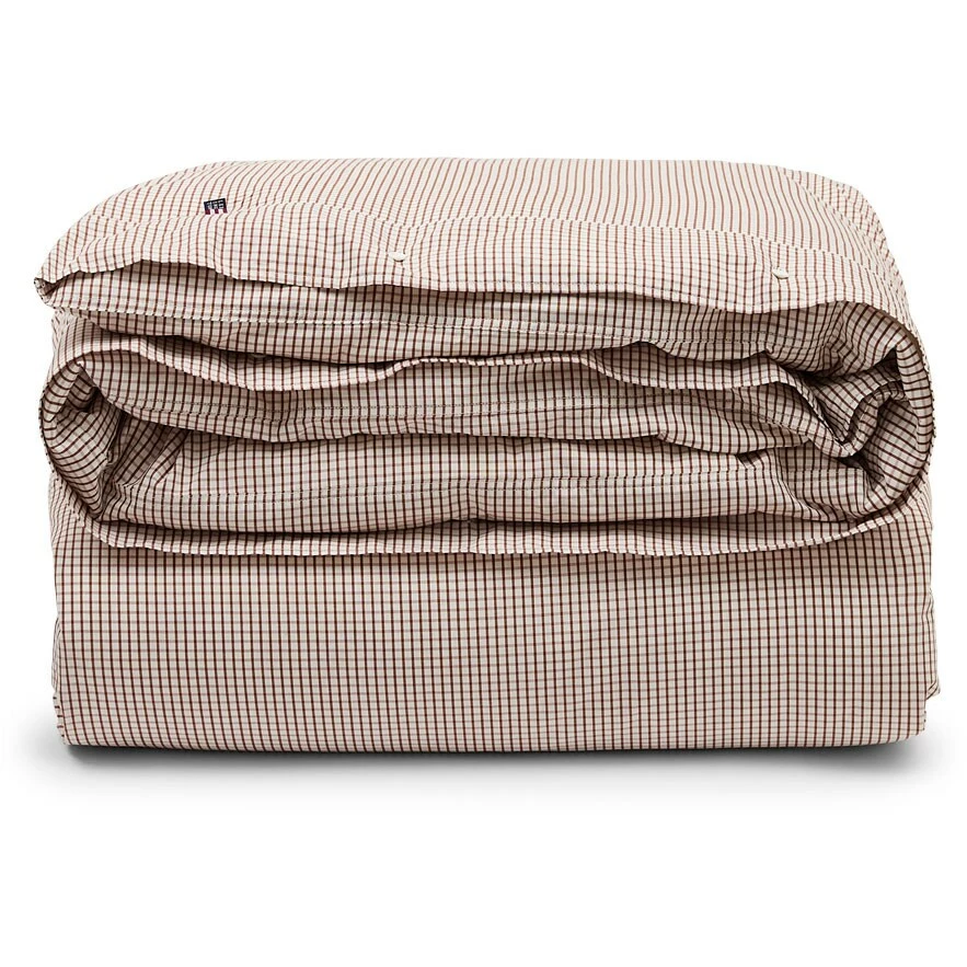 Lexington Checked Cotton Poplin Bettbezug Weiß / Kupfer, 220x220 Cm