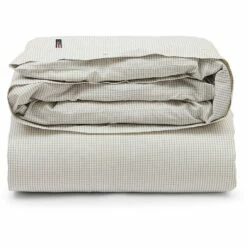 Lexington Checked Cotton Poplin Bettbezug Weiß / Grau, 150x210 Cm