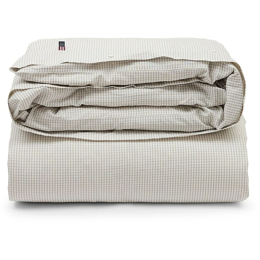 Lexington Checked Cotton Poplin Bettbezug Weiß / Grau, 150x210 Cm