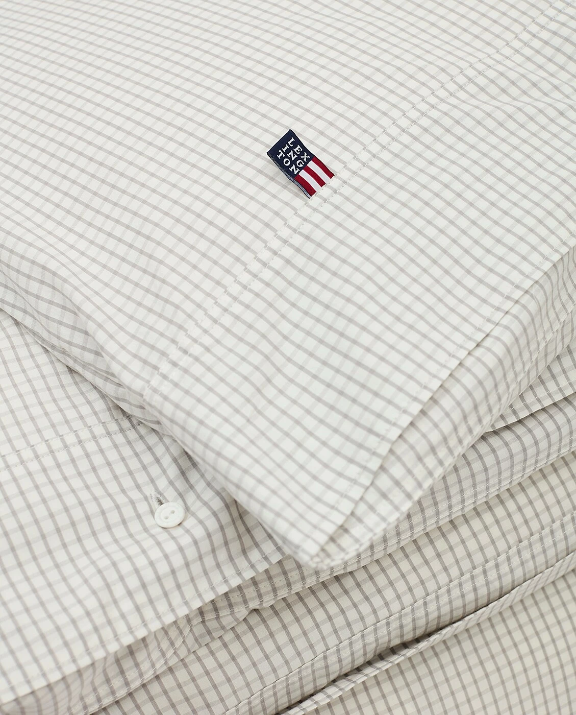Lexington Checked Cotton Poplin Bettbezug Weiß / Grau, 150x210 Cm – Bild 2