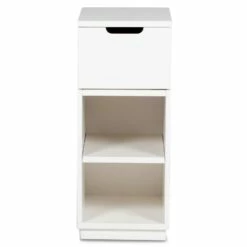 Aoko Nachttisch Hoch 1 Schublade, Weiß