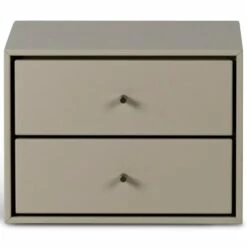 Volt Nachttisch Zum Aufhängen 2 Schubladen, Beige/Edelstahl