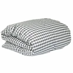 Mille Notti Casella Bettdeckenbezug 140x220 Cm, Elfenbein/Dunkelgrau