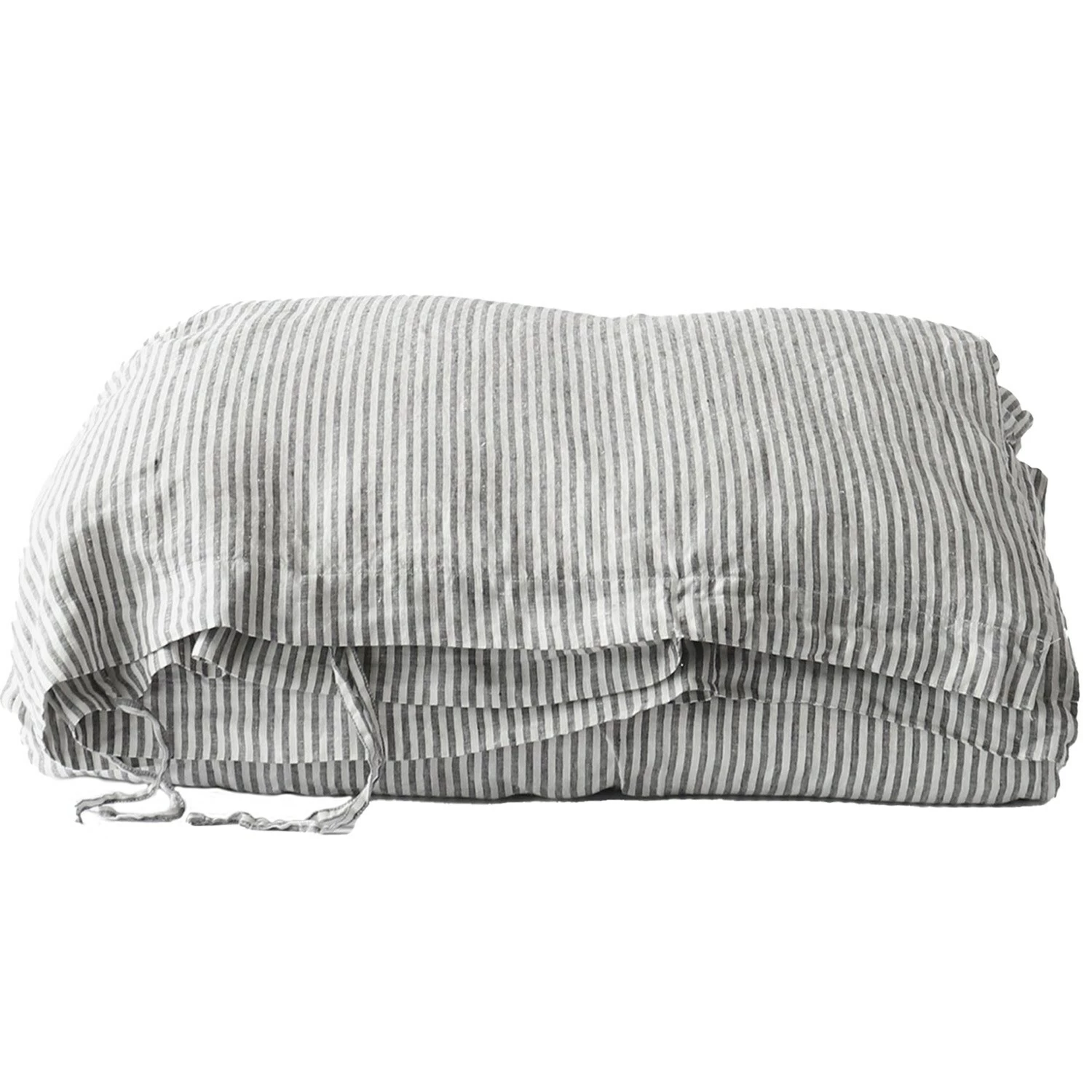 Gestreifter Bettdeckenbezug Leinen Grau/Weiß, 150x200 Cm