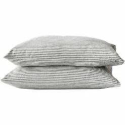 Linen Kissenbezug 50x70 Cm 2-er Set, Grau / Weiß